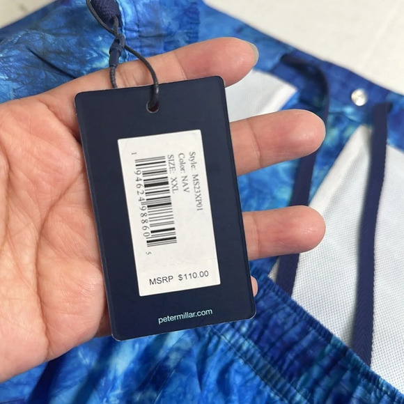 Peter Millar Men’s XXLarge Blue Abstract Geometric Crown Crafted Swim Trunks NWT - Picture 8 of 9